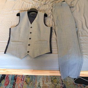 Mens Slim wedding suit vest & pants matching set